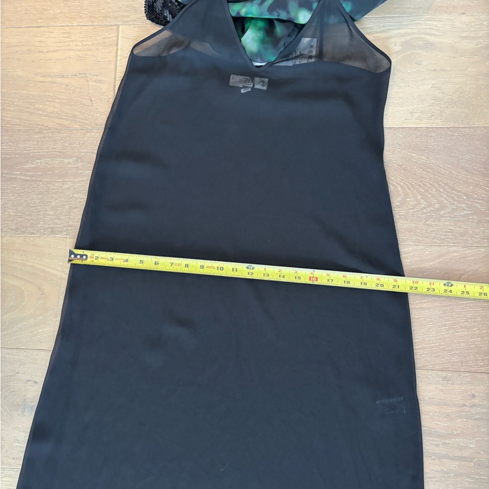 Zara Limited Combination Printed Maxi Dress Green Feather Sequin Evening Med NWT - Picture 15 of 17